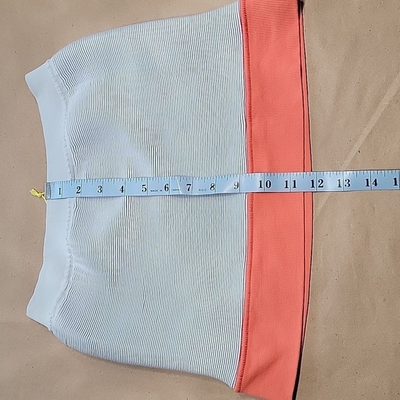 BCBGeneration Size M/L Stretchy Pearl Blue & Bright Salmon Mini Skirt, NEW w/Tag - Picture 5 of 10